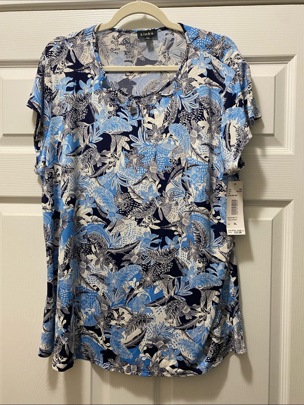 Link Blue and White Floral Short Sleeve Tee